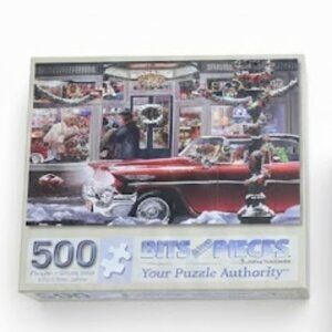 Bits and Pieces 500 Piece Jigsaw Puzzle - Vintage Red Car Christmas Shop